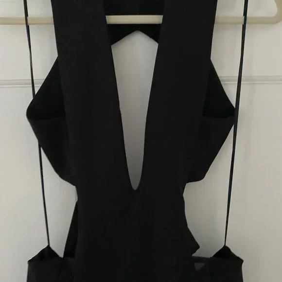 Solace London Plunging Black Gown with Cut Outs - Picture 13 of 14